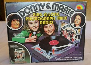 Donny And Marie Osmond Ljn Record Player 1977 Rare - Complete W/box/mic
