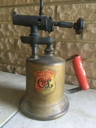 Vintage Antique Brass Blow Torch (clayton And Lambert Co. )