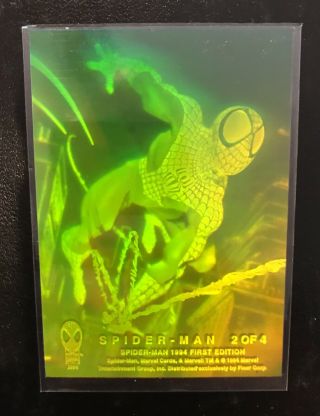 Marvel Spider - Man First Edition 1994 Hologram Cards 2 Of 4 Spiderman Rare