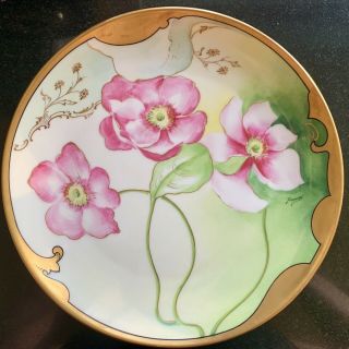 Vintage/antique Limoges Hand Painted Floral/flower Signed Plate France Made