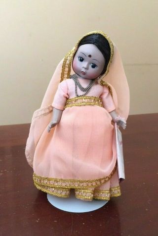 Madame Alexander Doll,  India,  8 " Tall,  549,  Gold Sari & Sandals,  Box,  Hangtag