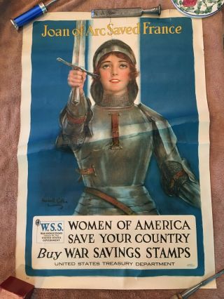 Rare Joan Of Arc Poster First War Wwi 1918 War Savings Stamps No.  1