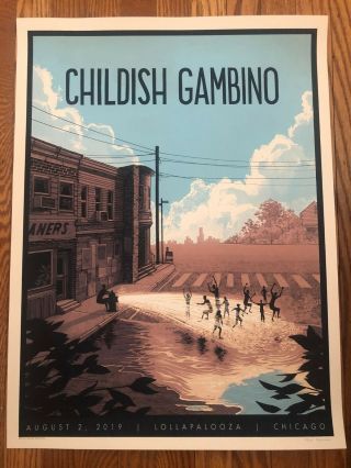 Childish Gambino Poster Lollapalooza 2019 Justin Santora Screen Print Rare
