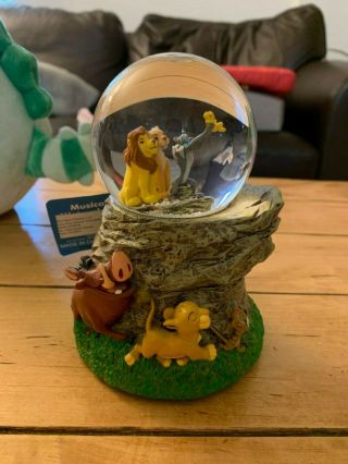 Rare Disney Lion King Musical Snow Globe Waterball - Simba Pumba And Timon