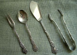 EARLY 20TH CENTURY NILS JOHAN SMALL SILVERPLATE SERVING UTENSIL SET SWEDEN 2