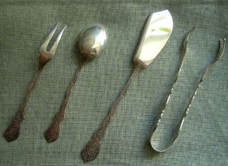 EARLY 20TH CENTURY NILS JOHAN SMALL SILVERPLATE SERVING UTENSIL SET SWEDEN 3