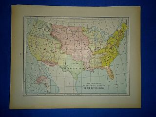 Vintage 1899 Map Territorial Growth Of The United States Old & Authentic