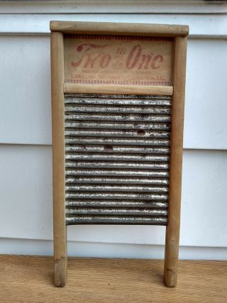Antique Washboard Two - In - One Jr Carolina Washboard Co.  Raleigh Nc