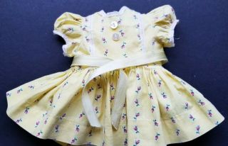 Vintage Tagged Terri Lee Yellow Rosebud Print Doll Dress With Sash
