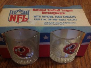 Rare Washington Redskins Nfl Beverageware Set Of 4 Glasses