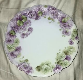 Antique P.  T.  Bavaria Germany Hand Painted Floral Plate 11.  5 "