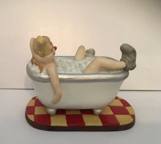 Rare Vintage Flambro Emmett Kelly Jr.  Clown Bathtub Scene Figurine Porcelain 2