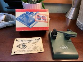 Vintage Speedway 72 Paper Hole Punch Rare,  Box,  Insert Pristine Shape