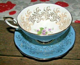 Rare Royal Standard England Porcelain Cup & Saucer Violet Baby Blue Color
