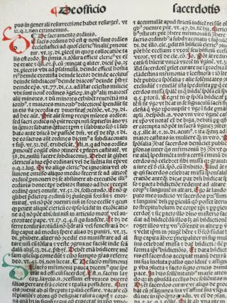 Rubricated Incunable Leaf Folio Thomas Aquinas Opuscula (51) - 1490