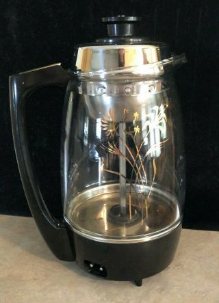 Vintage 1960s Proctor Silex Glass Light Up Percolator Coffee Maker Gold Rare
