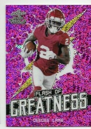 2020 Leaf Flash Of Greatness Ceedee Lamb Pink Sparkles 4/15 Only 15 Made " Rare "