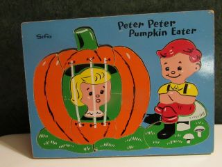 Very Rare Vintage Sifo Wooden Puzzle Peter Peter Pumpkin Eater L@@k