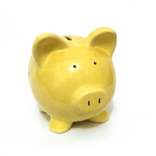 Piggy Bank Money Acute Pig Old Porcelain Yellow Color Antique