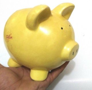 Piggy bank money Acute pig Old Porcelain yellow color Antique 2