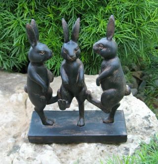Dancing Bunny Rabbit Sculpture Primitive Home French Country Farmhouse Decor
