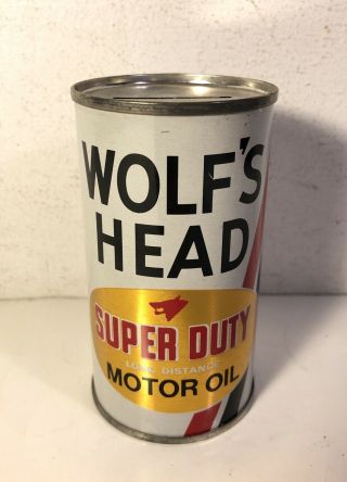 Vintage Wolf’s Head Motor Oil Advertising Tin Metal Can Coin Bank Oil City Pa