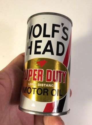 Vintage Wolf’s Head Motor Oil Advertising Tin Metal Can Coin Bank Oil City PA 2