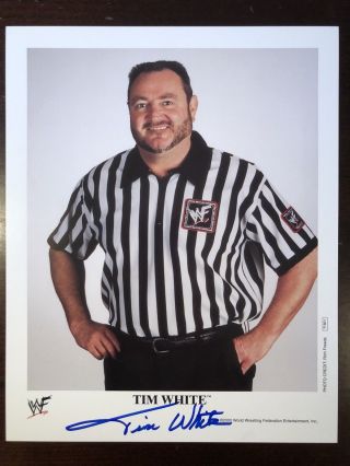 Tim White Referee Signed 8x10 Color Wrestling Wwf Promo Photo P - 601 Rare Wwe
