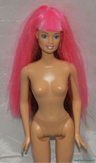 Rare Barbie Jam N Glam Teresa W/twisty Pink Hair Everflex Waist Bendy Nude Doll