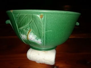 4 " Antique Weller Deep Green Velva Pattern Arts & Crafts Pottery Vase 1928 - 33