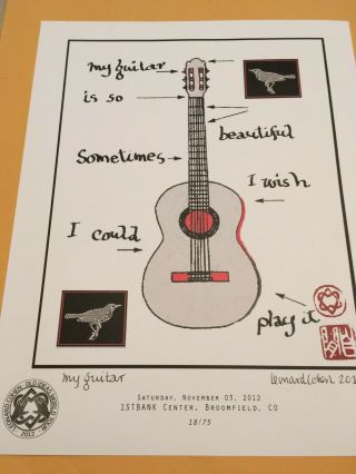 Leonard Cohen Rare Lithograph 18/75 My Guitar Old Ideas Tour W/coa
