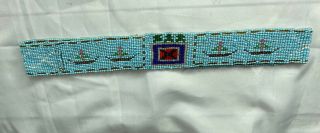 Antique Native American Potawatomi Plains Indians Beaded Hat or Head Band 3