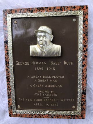 Babe Ruth York Yankees 100th Anniversary Memorial Plaque Rare 2004