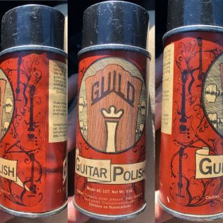 Rare 1970’s Guild Electric Acoustic Vtg Guitar Spray Polish Can Cloth Case Old
