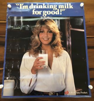Rare 1982 Real Dairy Milk Heather Locklear Vintage Poster Store Advertising Sign