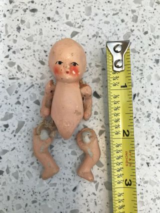 Antique Bisque Dollhouse Miniature Baby Doll Jointed Japan 2 3/4” Little Tlc