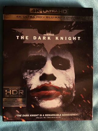 The Dark Knight 4k Blu Ray With Rare Oop Slipcover (no Digital) Batman