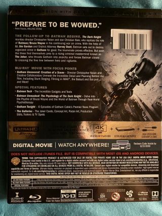 The Dark Knight 4K Blu Ray WITH RARE OOP SLIPCOVER (No Digital) Batman 2