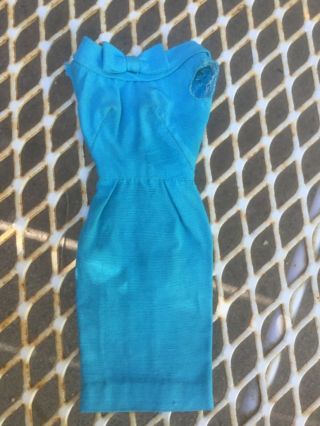 Vintage Barbie Silk Sheath Dress 1962 Fashion Pak Turquoise Vgc