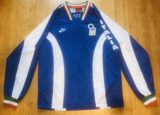 Rare Vintage 95 - 96 Nike Premier Italy Italia Futbol Soccer Jersey Sz.  L