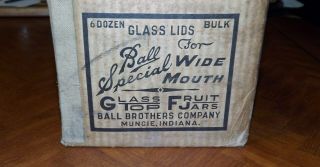 Rare Antique Bulk Ball Special Wide Mouth Jar Glass Top Fruit Box Great Graphics