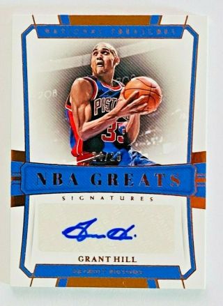 2018 - 19 National Treasures Grant Hill Auto Card,  Nba Greats Sp /25,  Pistons