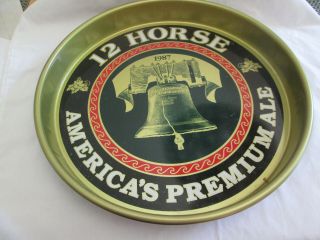 Rare Vintage Genesee 12 Horse Ale 1987 Metal Beer Tray With Liberty Bell