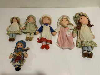Six Vintage Holly Hobbie Friends Dolls Including Heather,  Amy & Carrie - 3 Sizes