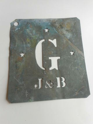 Antique Brass Stencil With Initials And Stars.  Early Brass Store Stencil