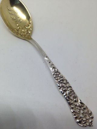 Dominick & Haff Rococo Sterling Silver Egg Spoon - Monogram - Gold Wash - 4 - 1/4 "
