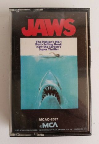 Rare Oop Jaws 1975 Cassette Tape Soundtrack John Williams Score Paper Labels Mca