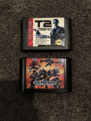 Sega Genesis X - Men & Terminator 2: Judgment Day Game Cartridge Rare Games Bundle