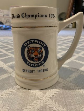 Rare Vintage 1984 World Champions Detroit Tigers Ceramic Stein Mug