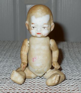 Vintage Bisque Miniture Baby Doll,  Jointed Arms,  Legs,  Japan,  Antique